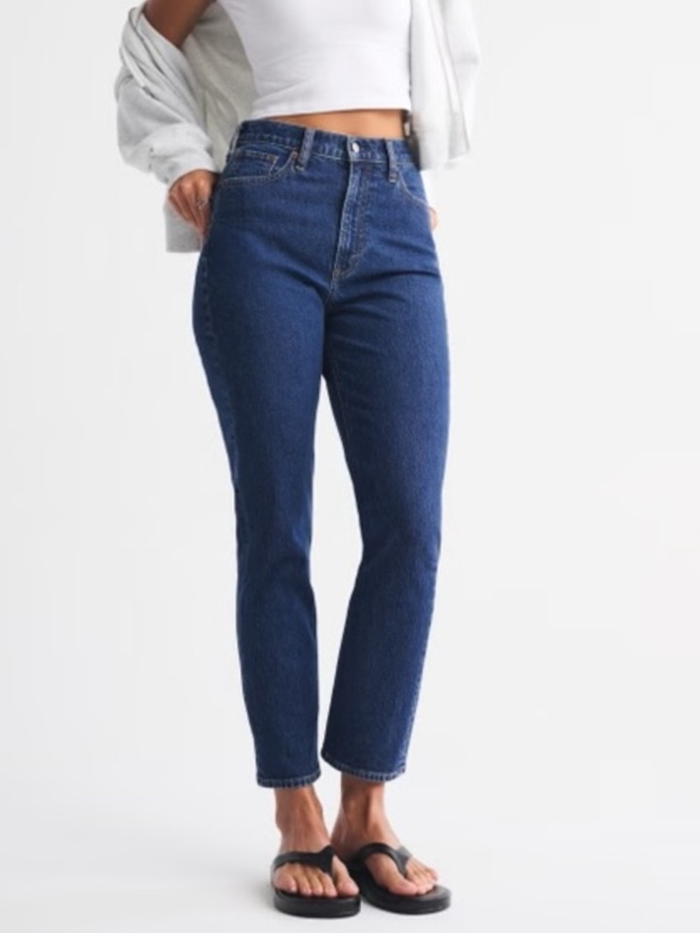 Abercrombie & Fitch The Ankle Straight Ultra High Rise Curve Love Jeans 0 Long